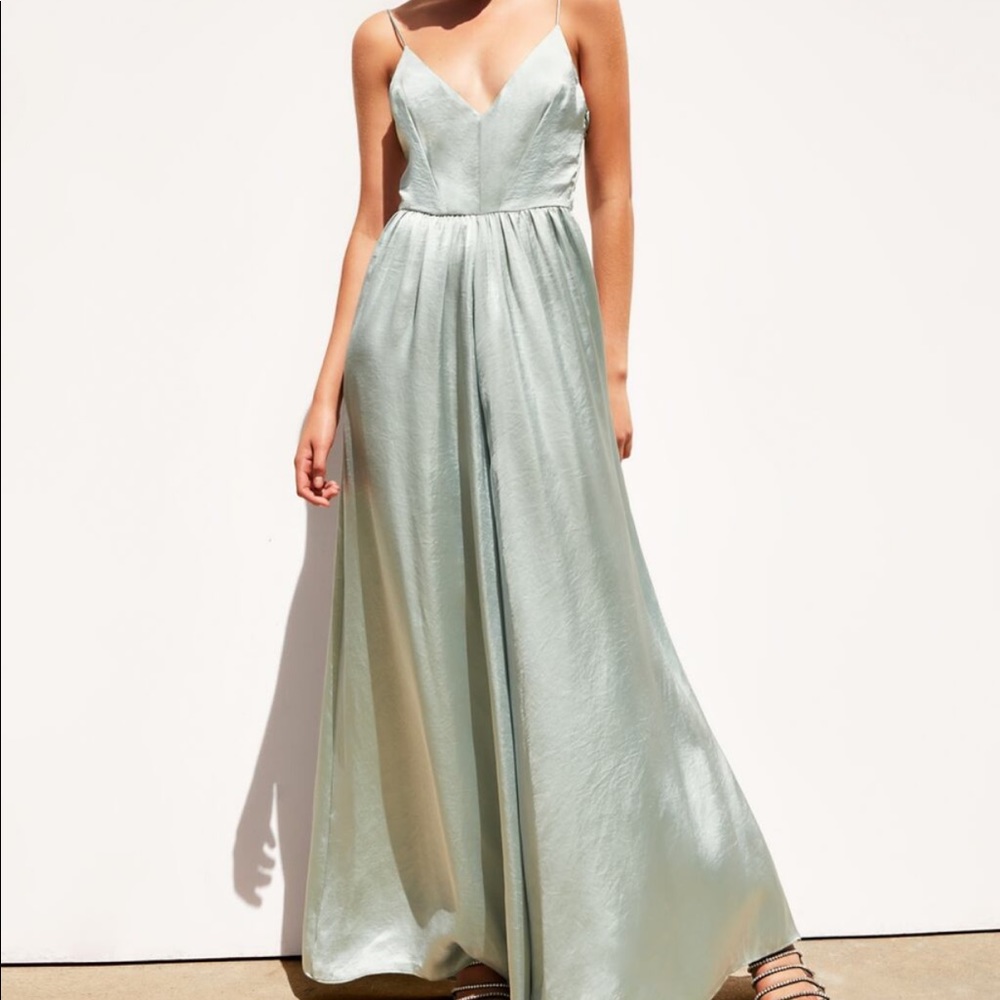Zara limited edition wide leg satin jumpsuit